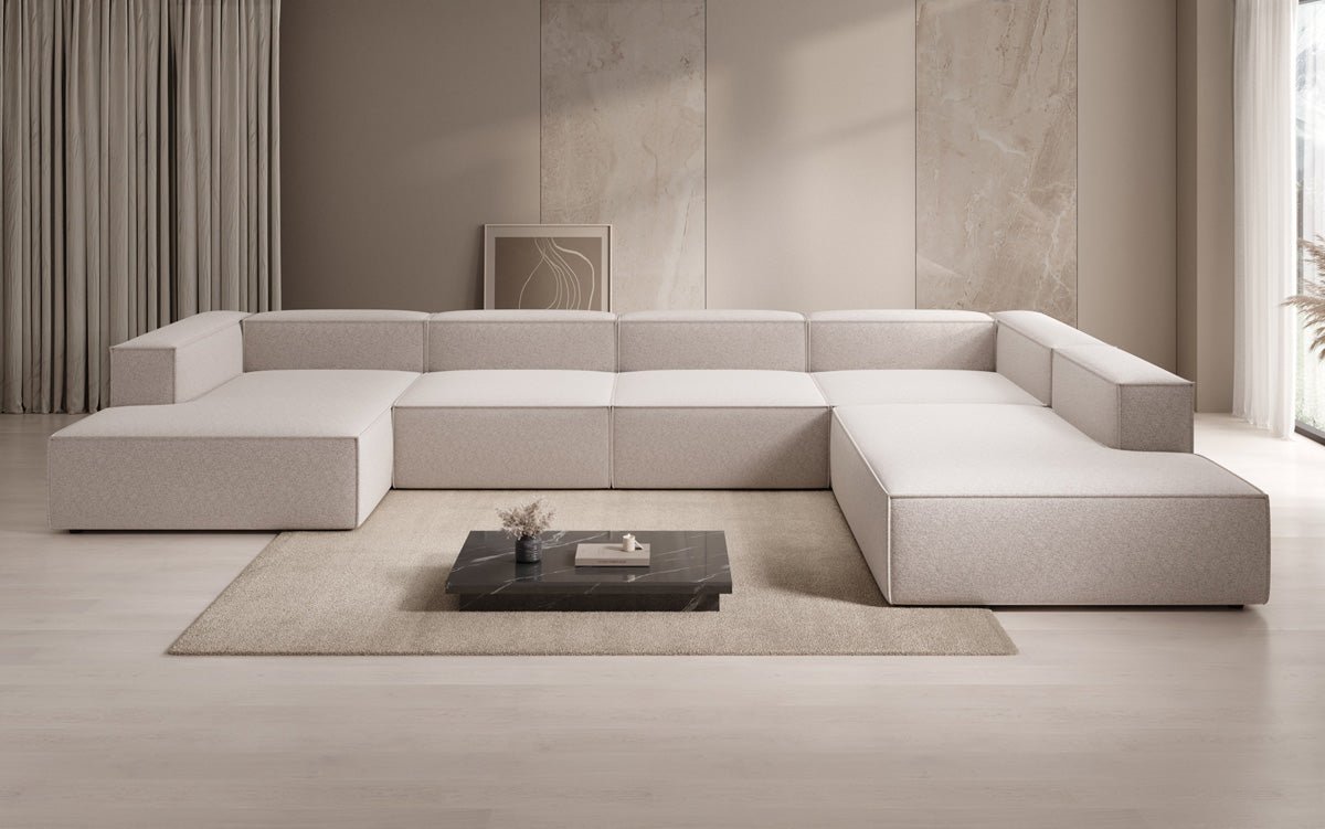 Designer Sofa Lesley U XXL in Strukturstoff