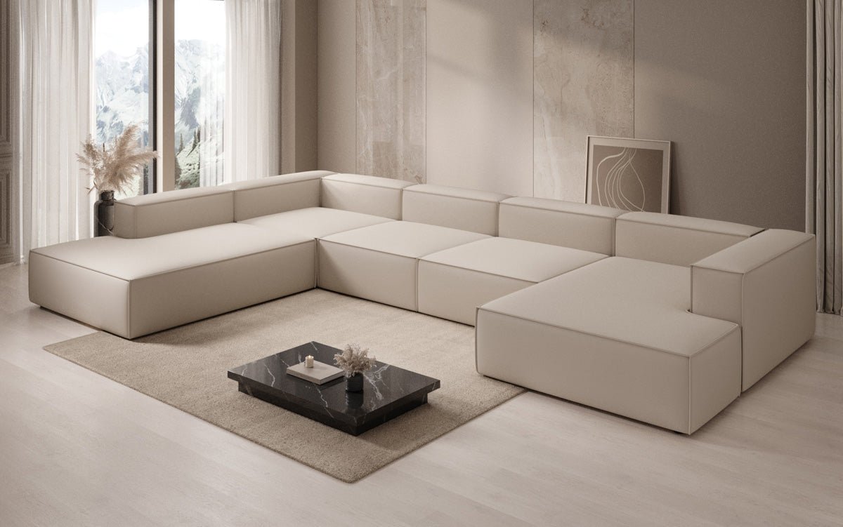 Designer Sofa Lesley U XXL in Stoff