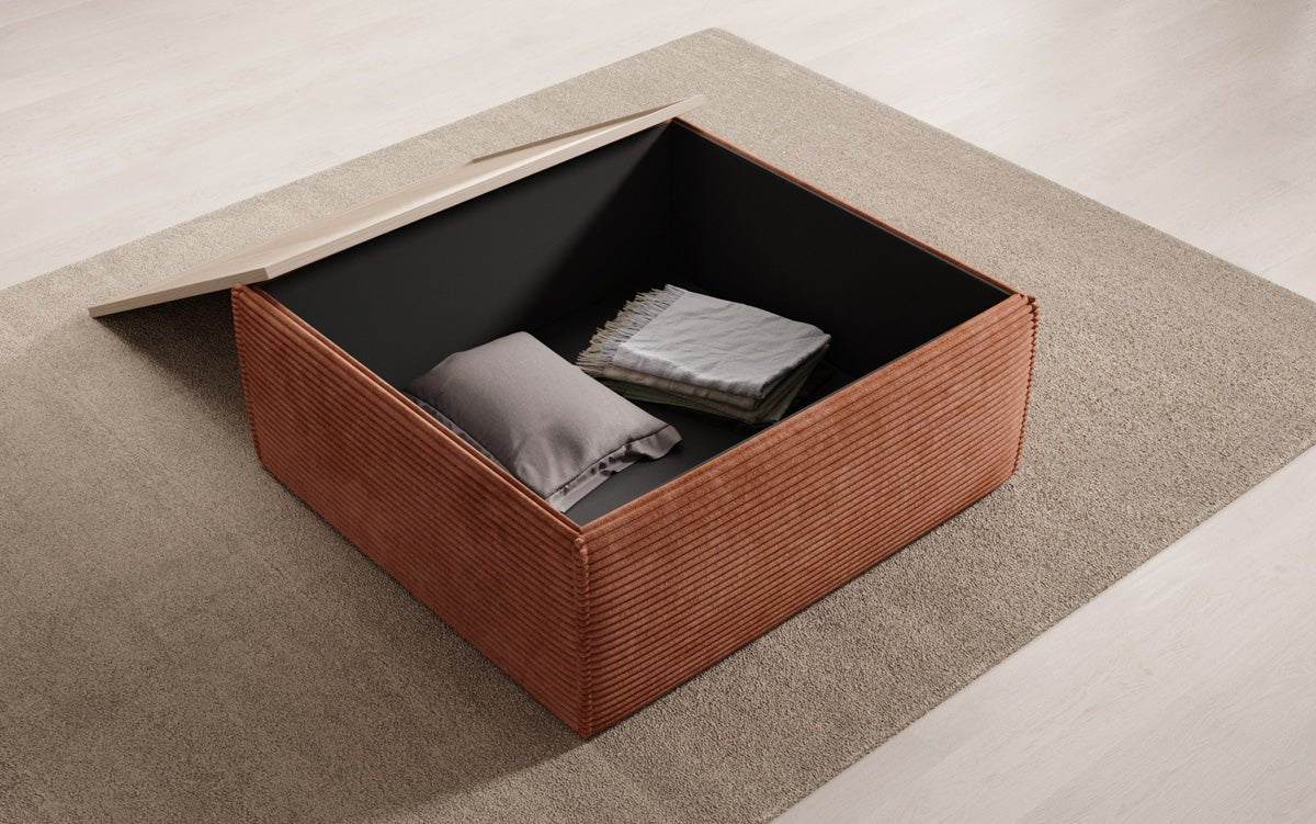 Beistellhocker/Couchtisch Lesley mit Stauraum in Cord