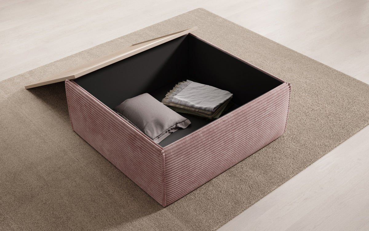 Beistellhocker/Couchtisch Lesley mit Stauraum in Cord