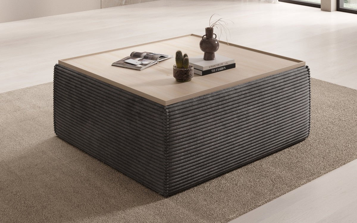 Beistellhocker/Couchtisch Lesley mit Stauraum in Cord