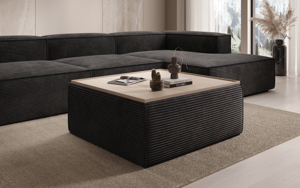 Beistellhocker/Couchtisch Lesley mit Stauraum in Cord