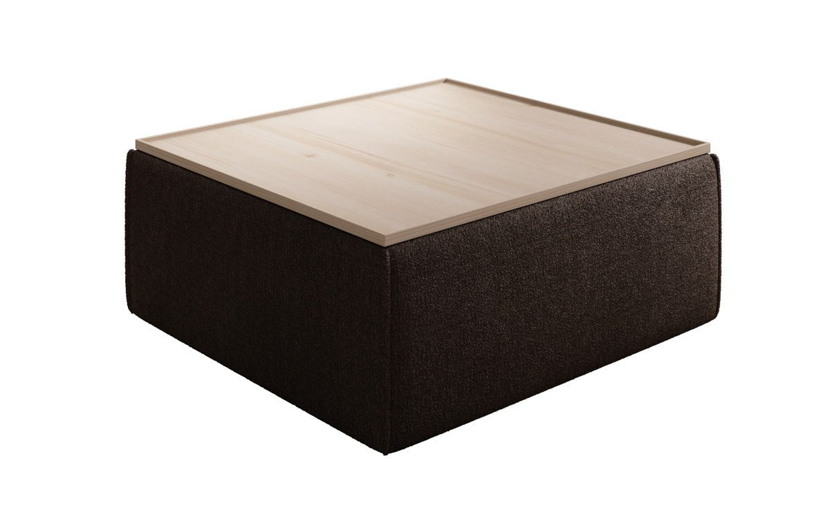 Beistellhocker/Couchtisch Lesley mit Stauraum in Bouclé