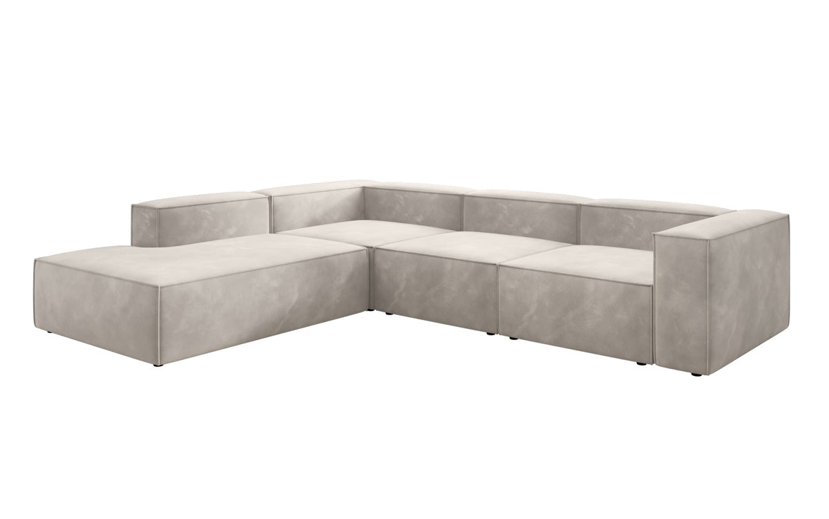 Designer Sofa Lesley L with long ottoman in velvet