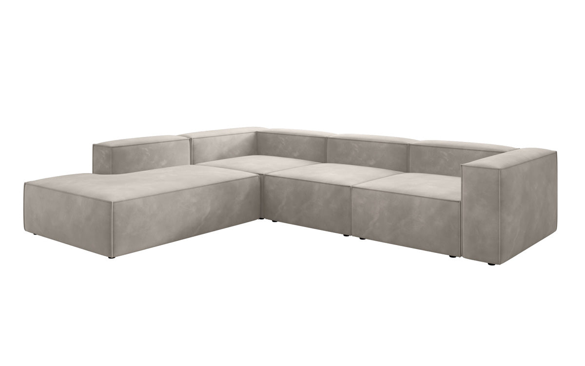 Designer Sofa Lesley L with long ottoman in velvet