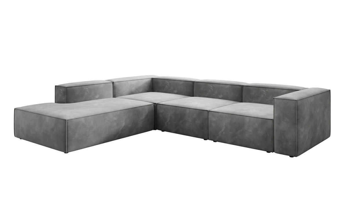 Designer Sofa Lesley L with long ottoman in velvet