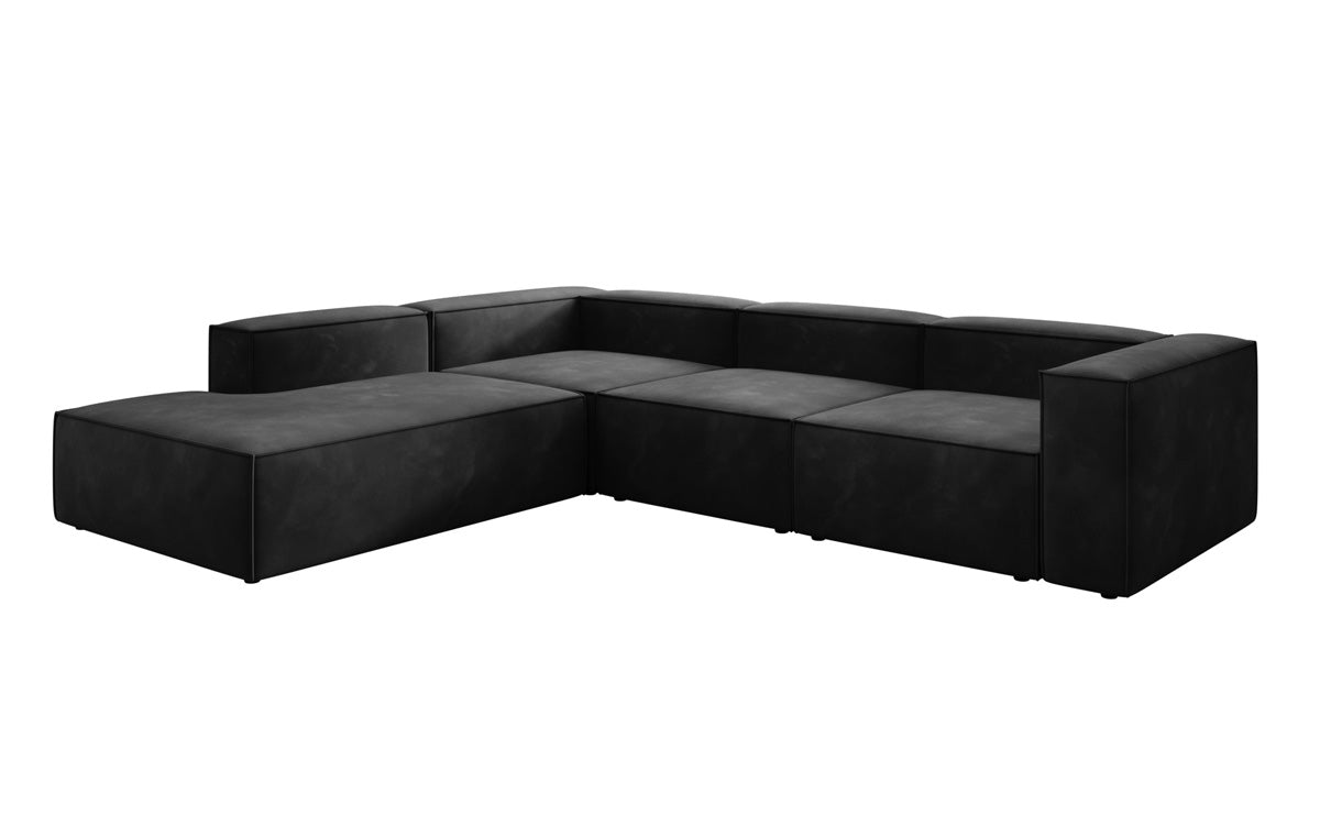 Designer Sofa Lesley L with long ottoman in velvet