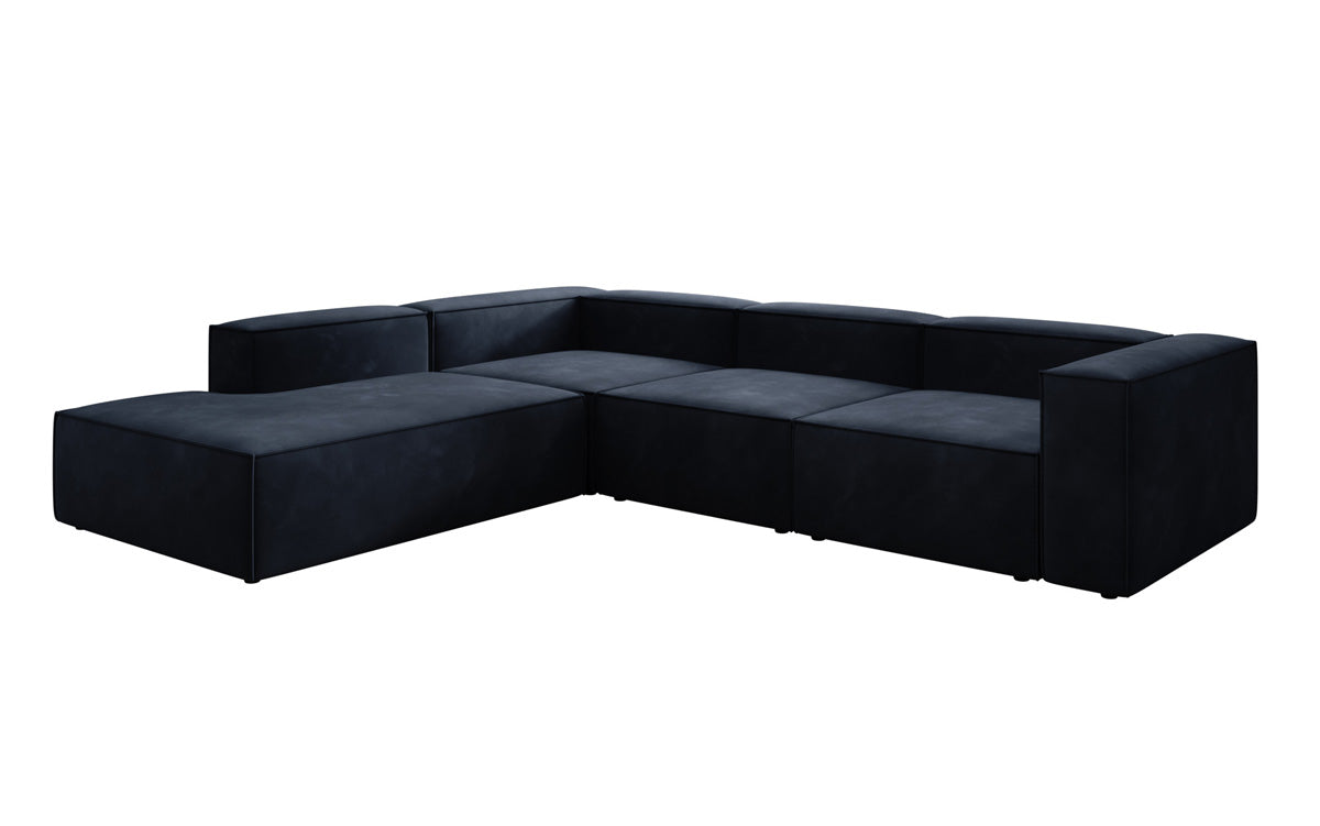 Designer Sofa Lesley L with long ottoman in velvet