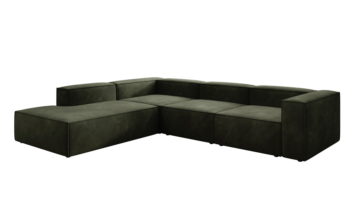 Designer Sofa Lesley L with long ottoman in velvet