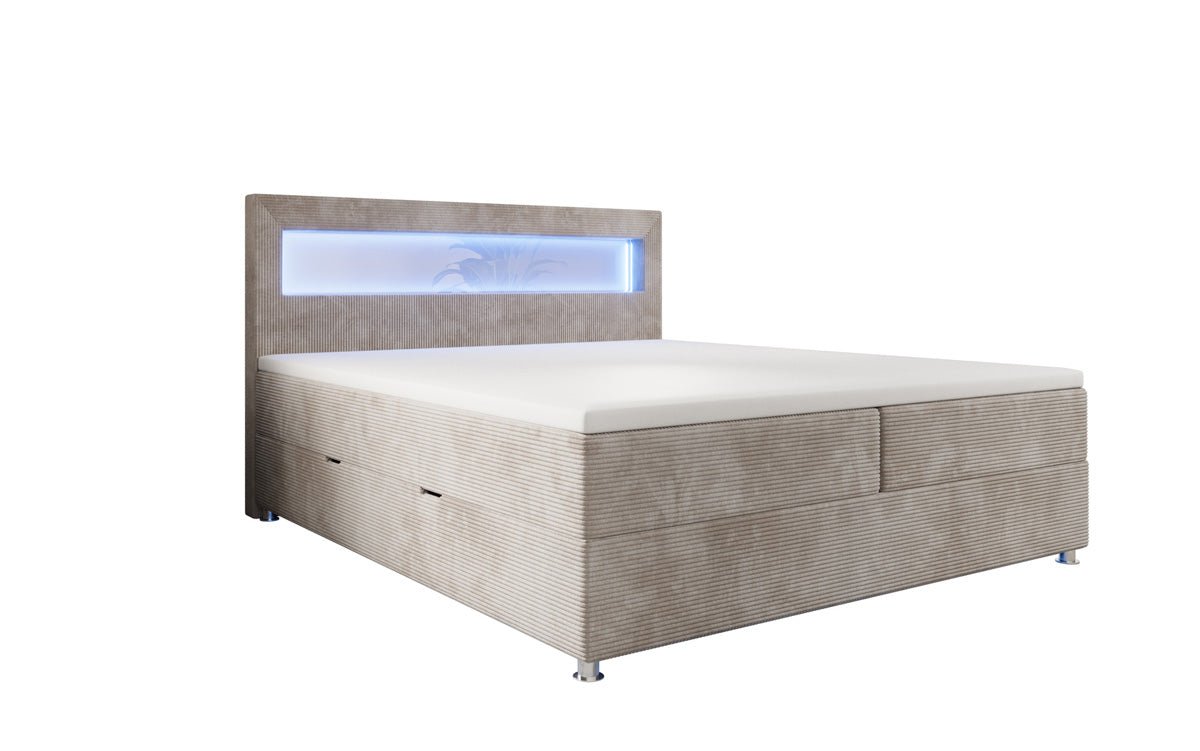 Boxspringbett Relax mit LED, Stauraum und USB/C in Cord