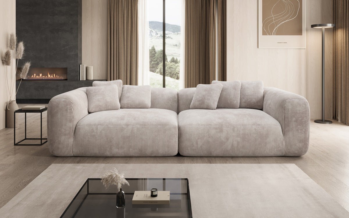 Designer Sofa Tully 3-Seater in Corduroy (Ultra Comfortable)