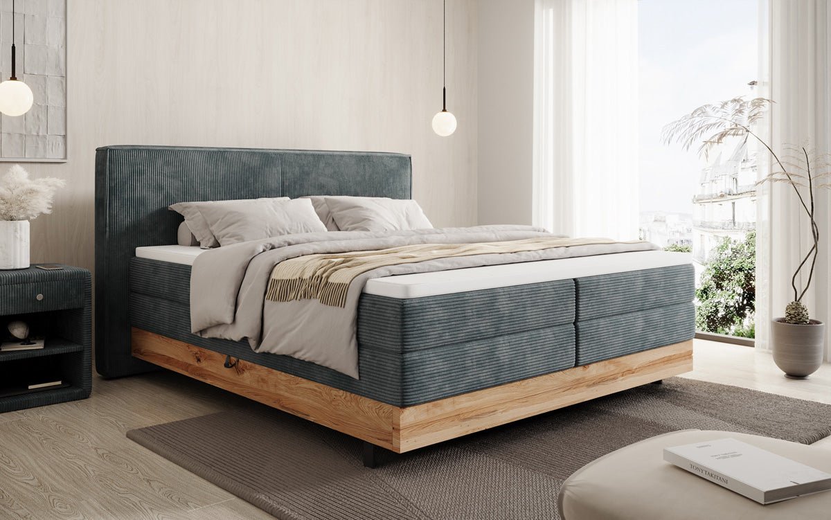 Holzbett/Boxspringbett Nero mit Stauraum in Cord