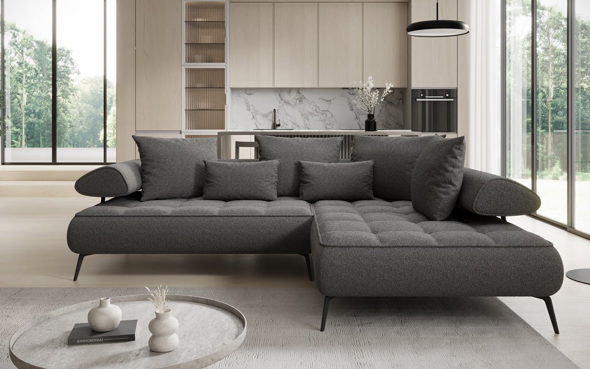 Designer Sofa Sydney L Bouclé mit elektrischer Schlaffunktion