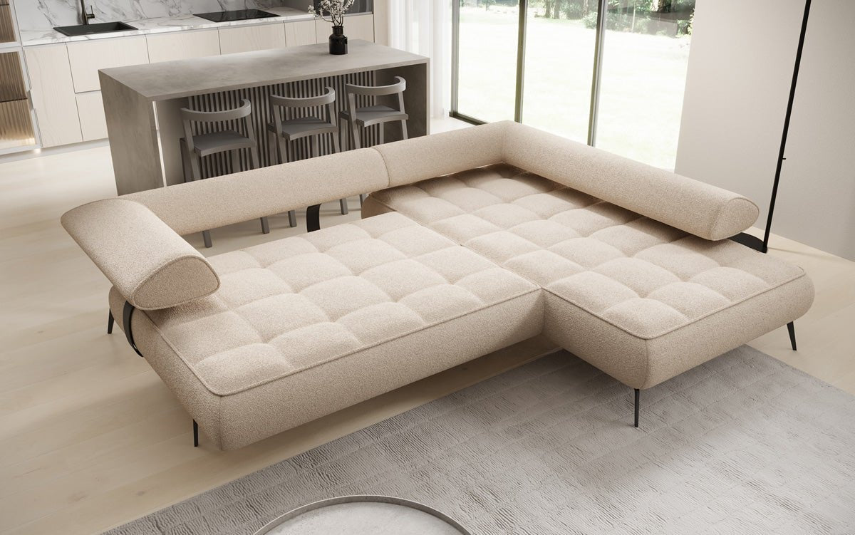 Designer Sofa Sydney L Bouclé mit elektrischer Schlaffunktion