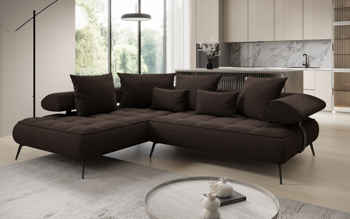 Designer Sofa Sydney L Bouclé mit elektrischer Schlaffunktion