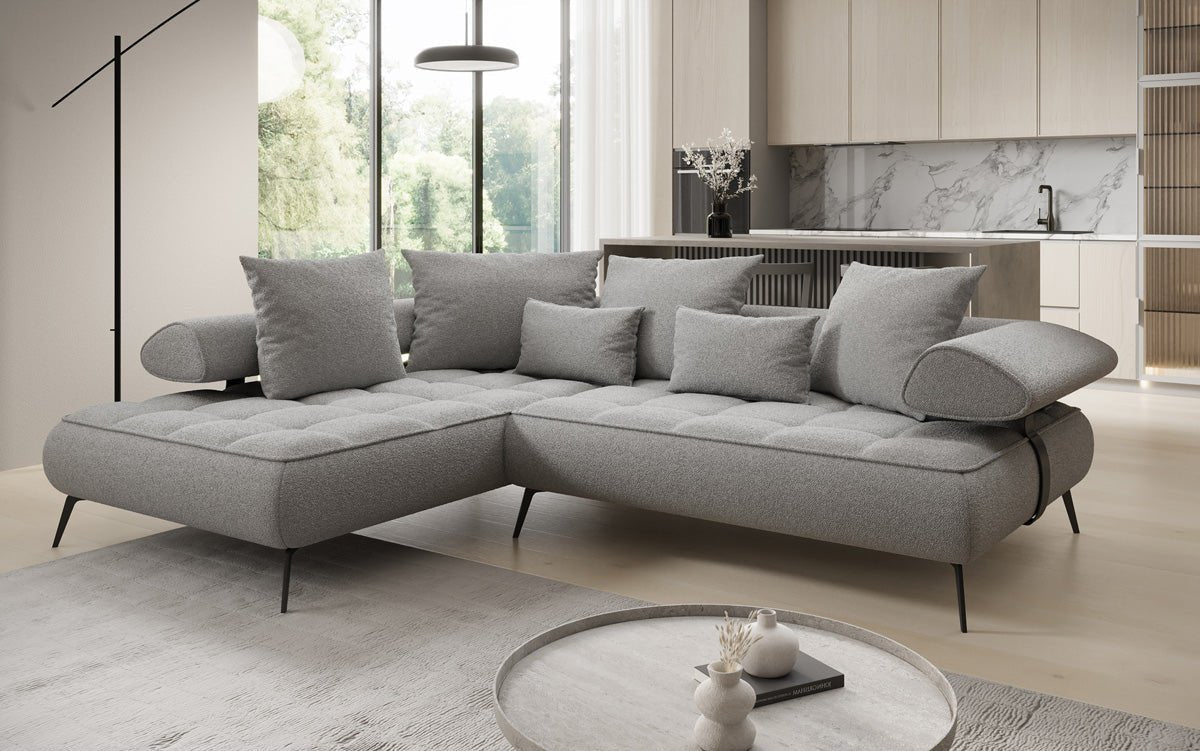Designer Sofa Sydney L Bouclé mit elektrischer Schlaffunktion