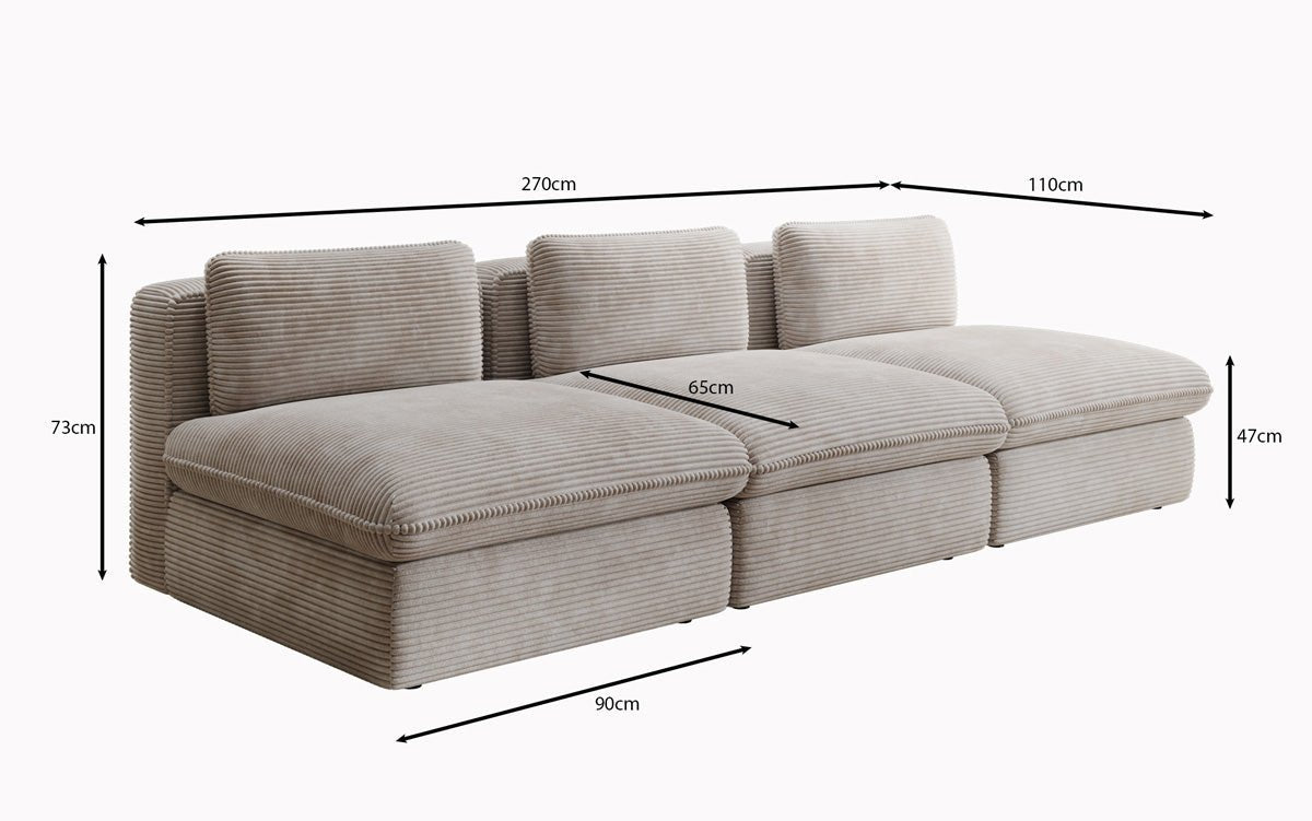 Designer Sofa Cuddle 3 Seater in Corduroy
