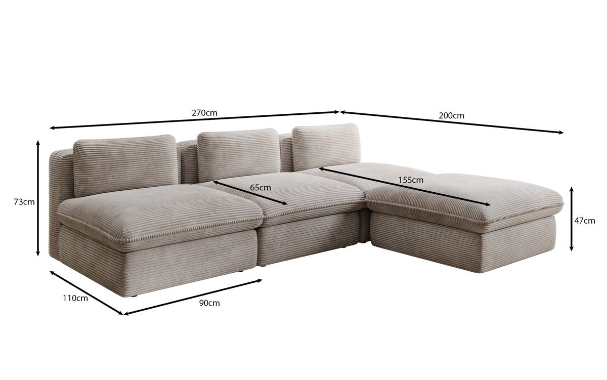 Designer L Sofa Cuddle in Corduroy