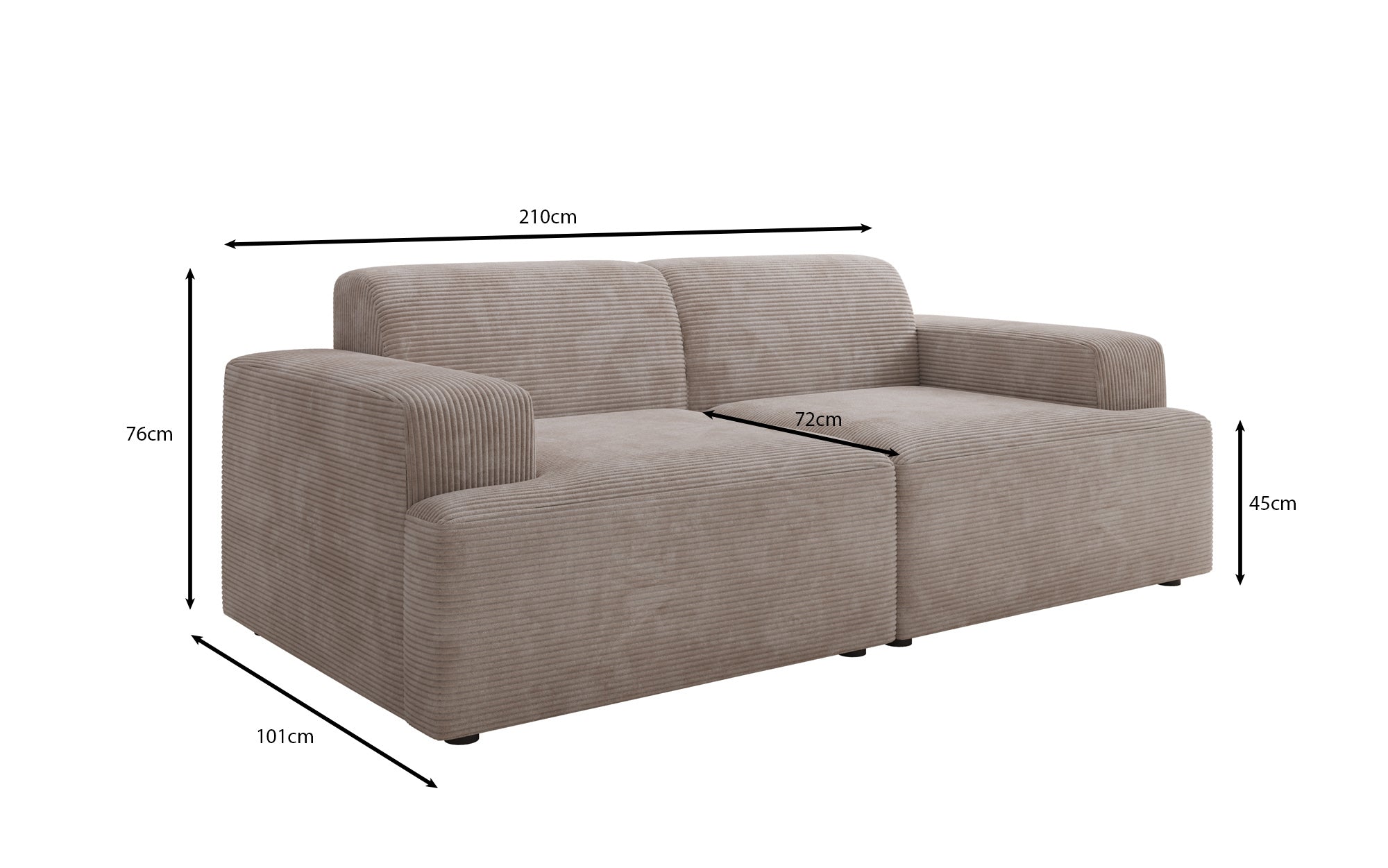 Designer 2 Sitzer Sofa Monza in Cord