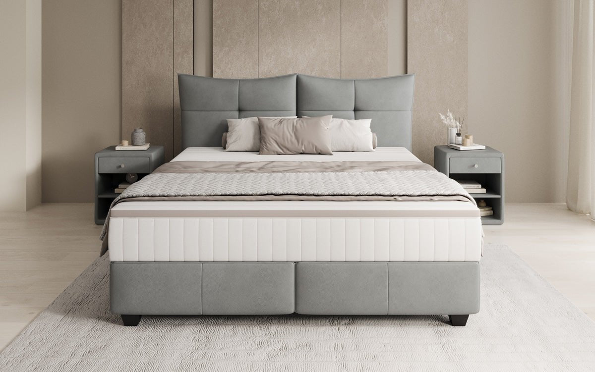 Boxspringbett Veyora in Echtleder