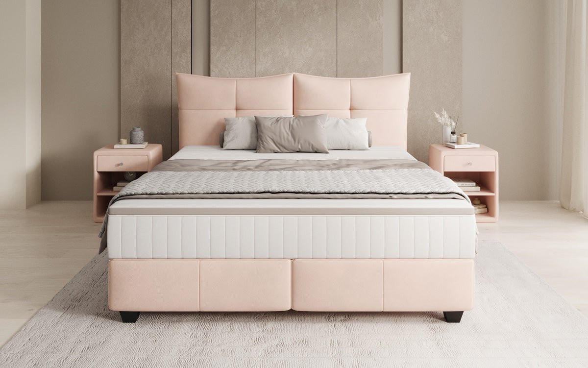 Boxspringbett Veyora in Echtleder