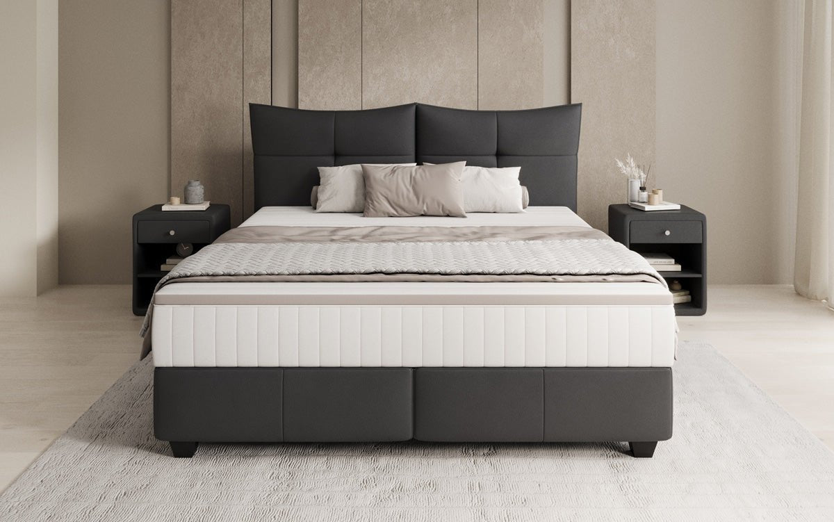 Boxspringbett Veyora in Echtleder
