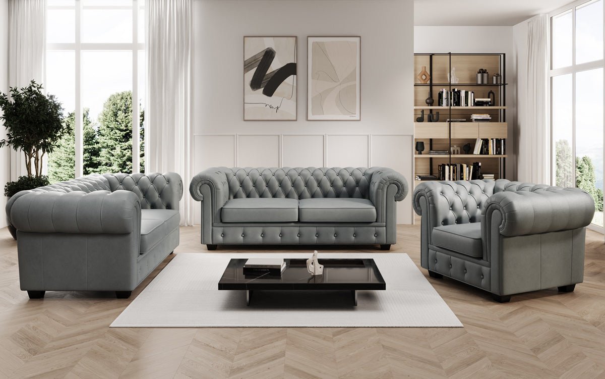 Chesterfield 3 Sitzer Sofa Royal in Echtleder