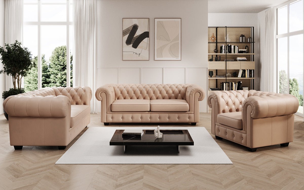 Chesterfield 3 Sitzer Sofa Royal in Echtleder