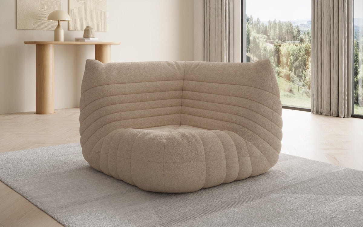 Designer Eckmodul Sofa-Sessel Calmo in Teddy Bouclé