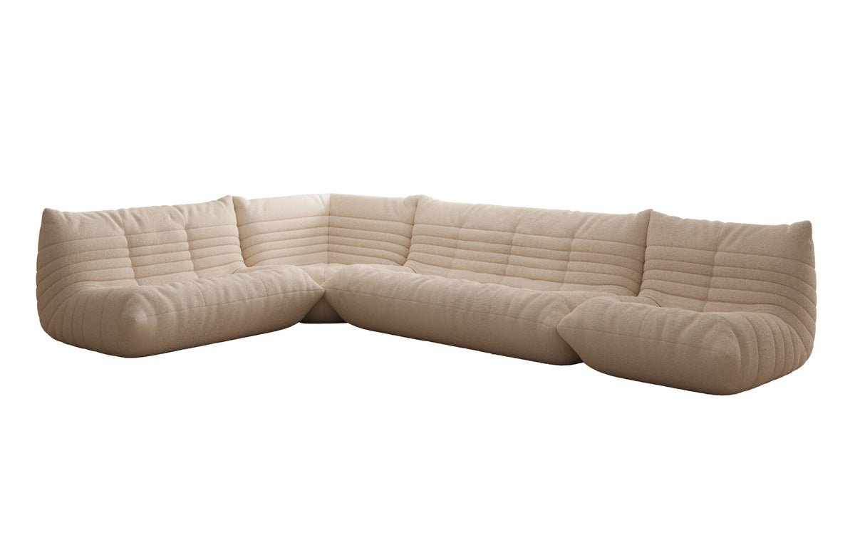 Designer Sofa Wohnlandschaft Calmo in Teddy Bouclé