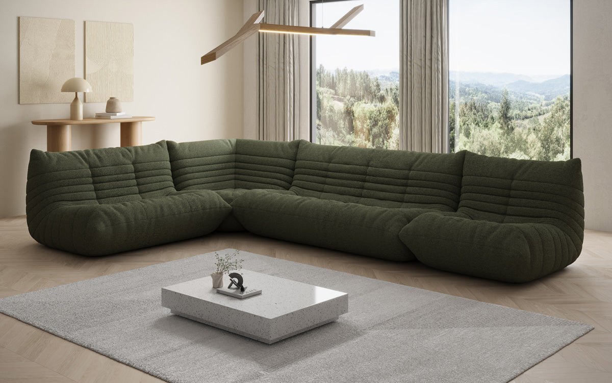 Designer Sofa Wohnlandschaft Calmo in Teddy Bouclé