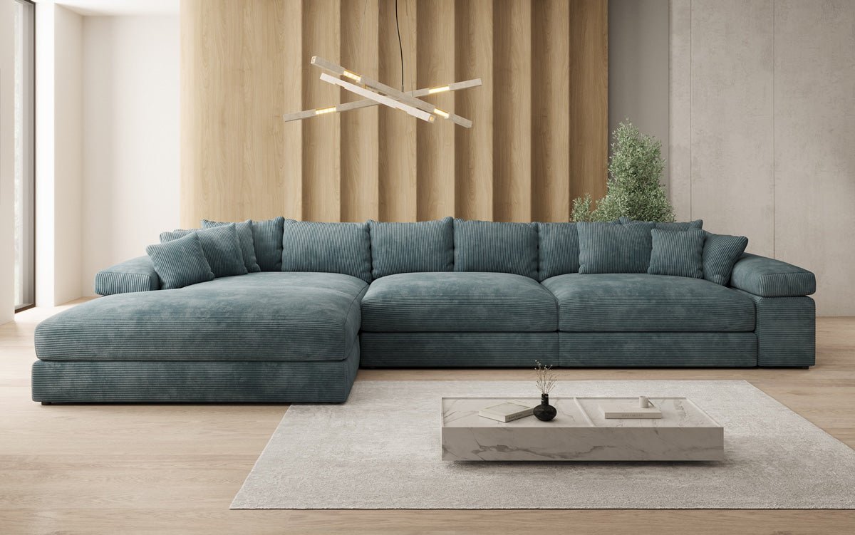 Designer Sofa Bernardo L Maxi mit breiter Ottomane in Cord