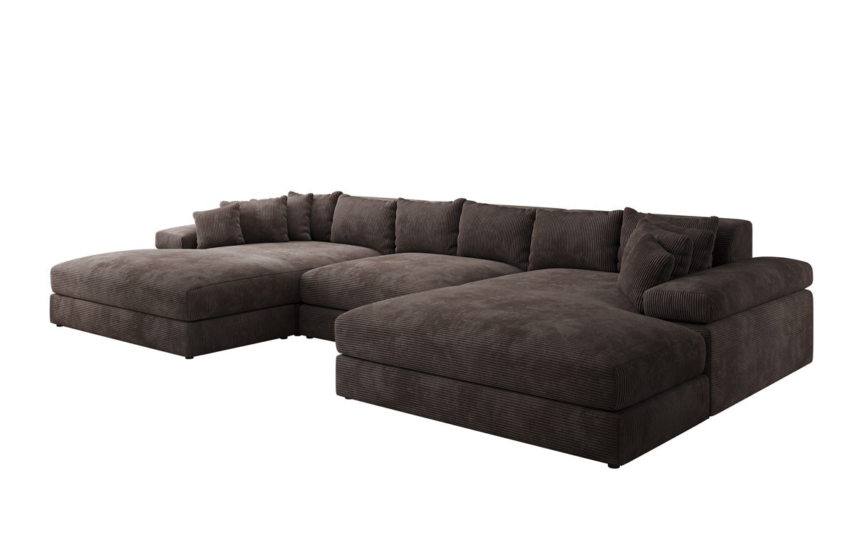Designer Sofa Bernardo U mit breiter Ottomane in Cord
