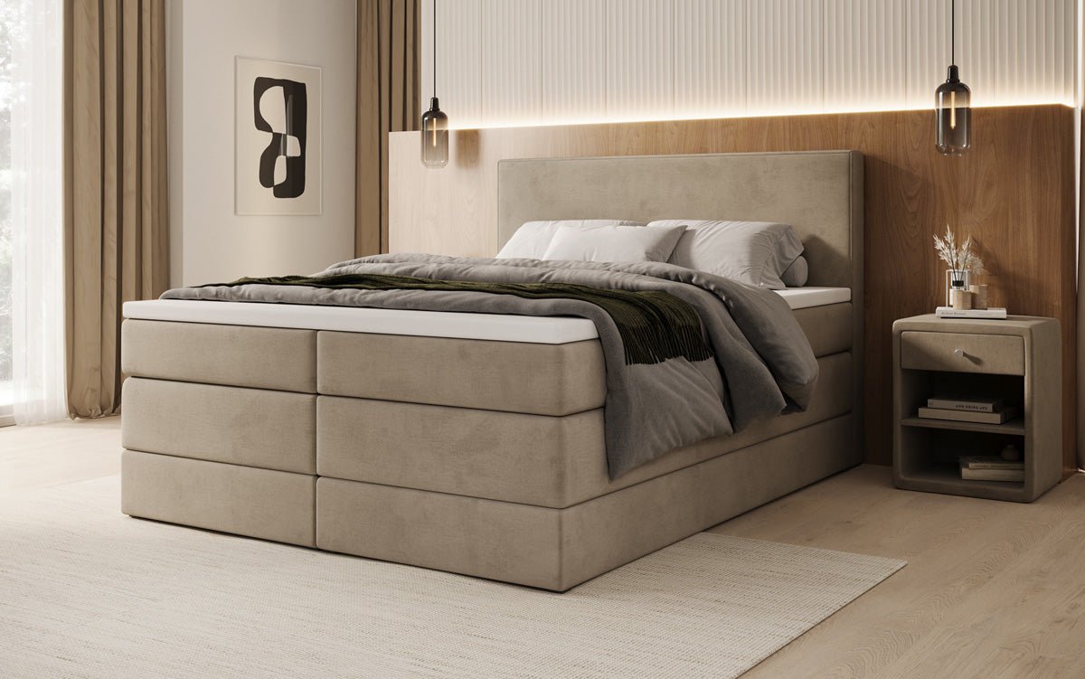 Boxspringbett Noren mit Stauraum in Samt