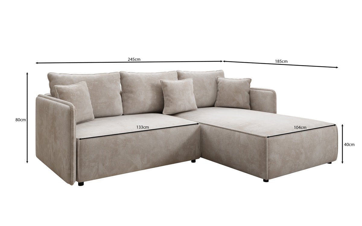 Designer Sofa Marlen mit Schlaf- und Klappfunktion in Cord