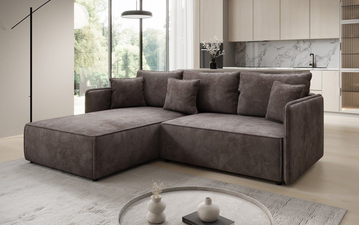 Designer Sofa Marlen mit Schlaf- und Klappfunktion in Cord