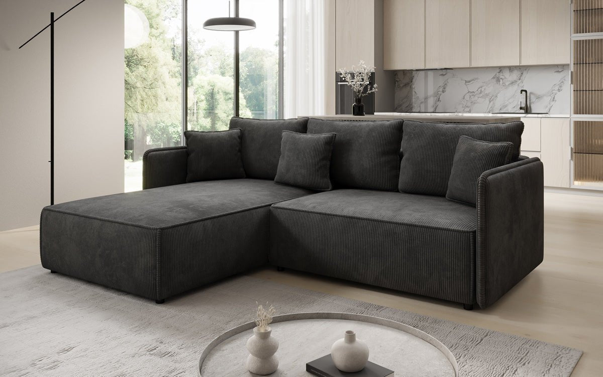 Designer Sofa Marlen mit Schlaf- und Klappfunktion in Cord