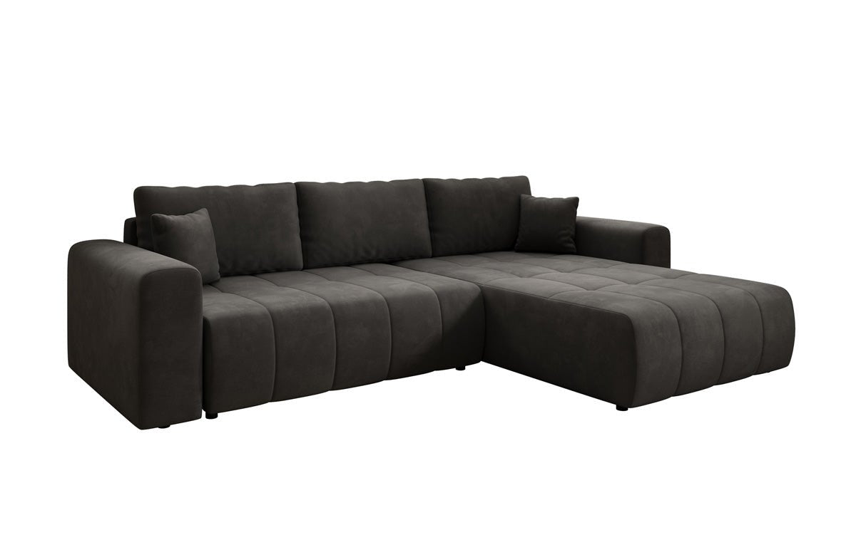 Designer Sofa Leveno L mit Schlaf- und Klappfunktion in Samt
