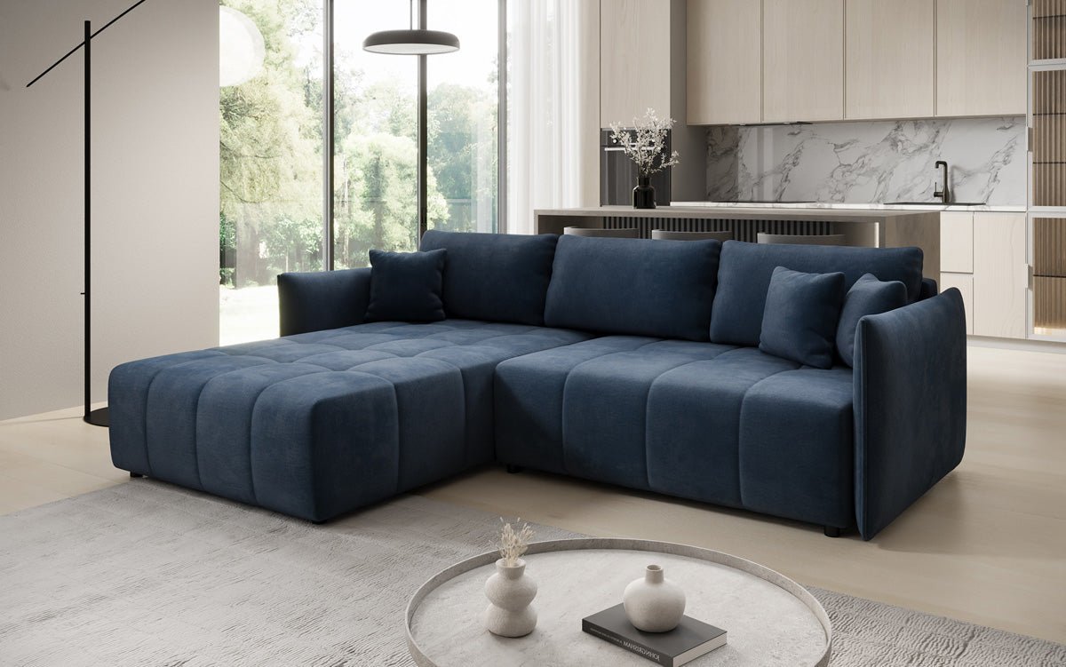 Designer Sofa Velaro L mit Schlaf- und Klappfunktion in Samt