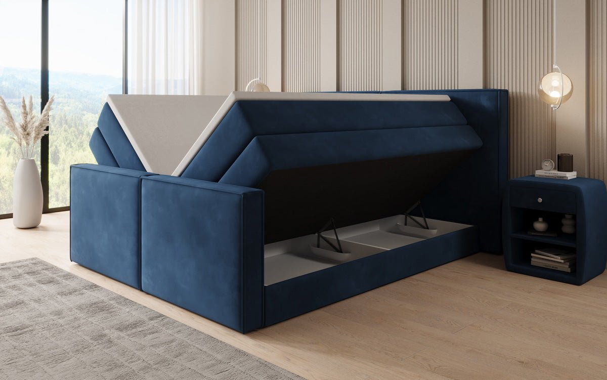 Boxspringbett Ophelia II mit hochklappbarem Stauraum in Samt