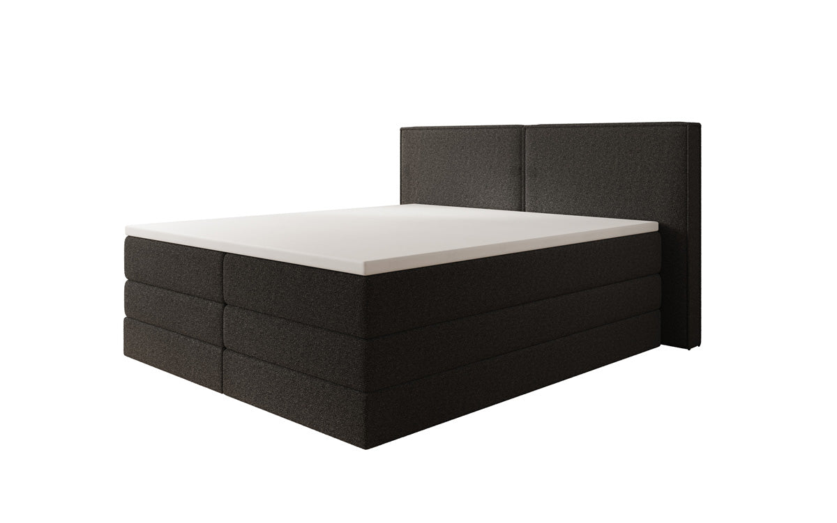 Boxspringbett Ophelia mit hochklappbarem Stauraum in Teddy Bouclé