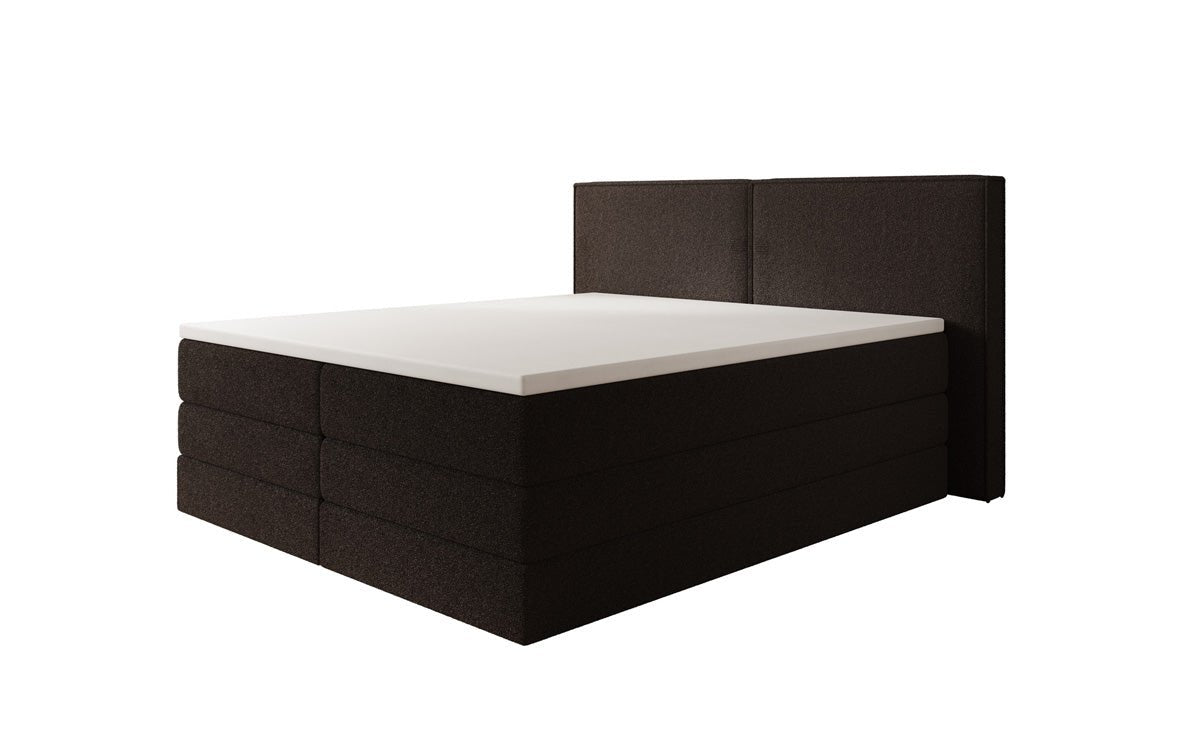 Boxspringbett Ophelia mit hochklappbarem Stauraum in Teddy Bouclé