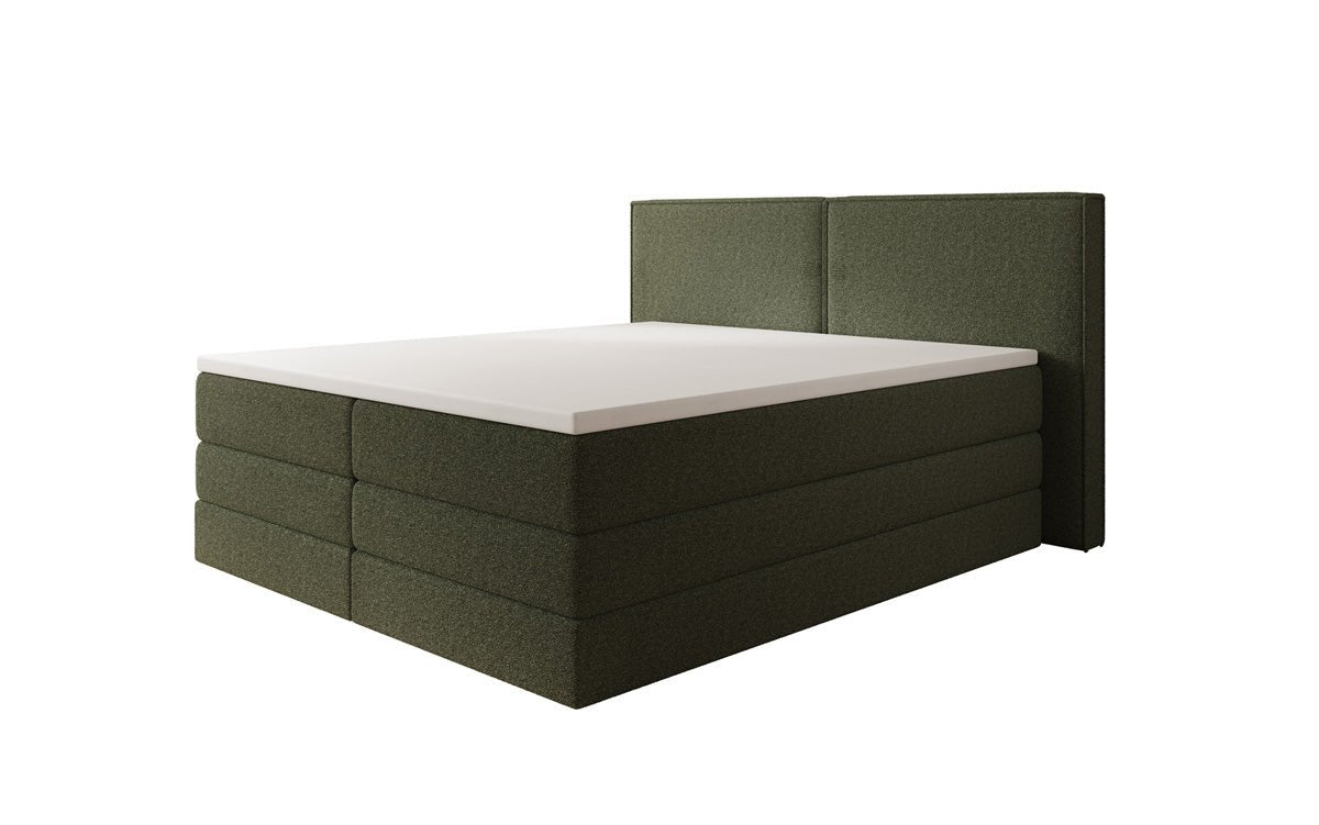 Boxspringbett Ophelia mit hochklappbarem Stauraum in Teddy Bouclé
