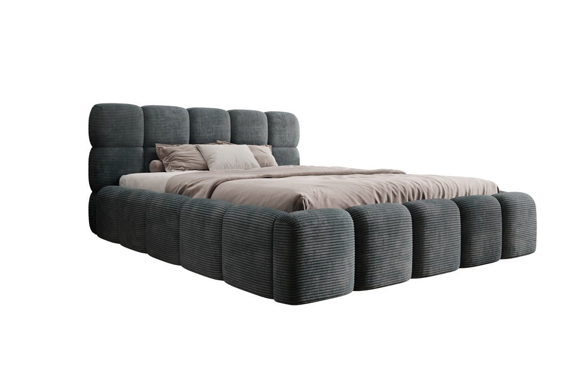 Designer Polsterbett Noeva in Cord mit Stauraum