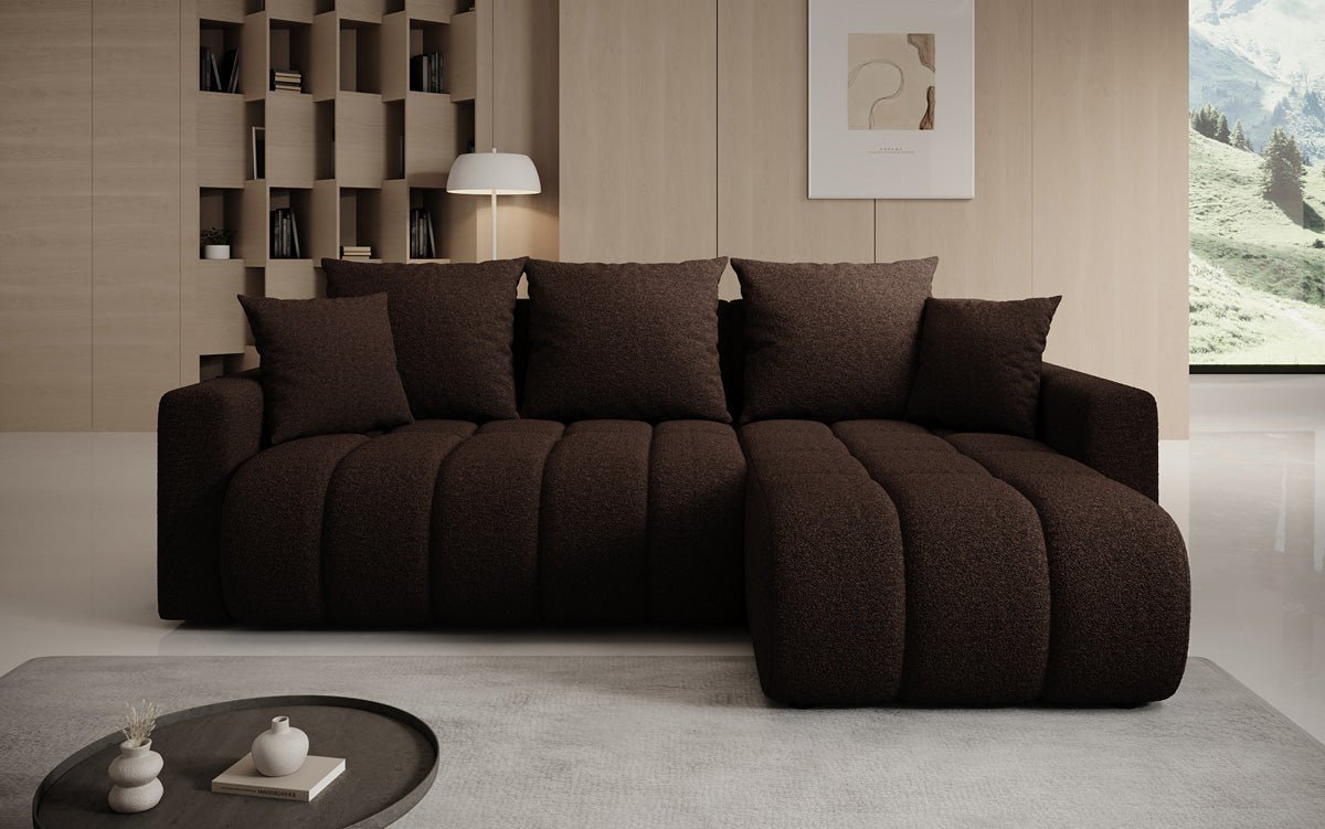 Designer Sofa Giulio L mit Schlaf- und Klappfunktion in Bouclé