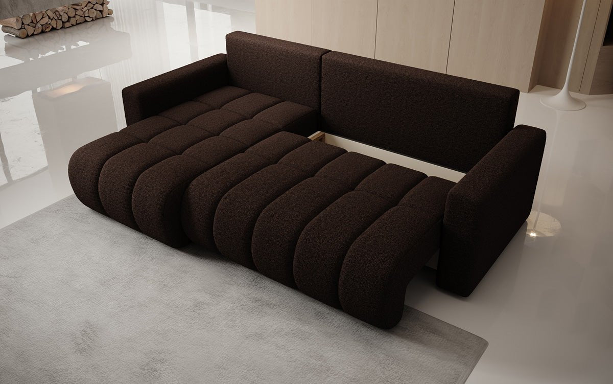 Designer Sofa Giulio L mit Schlaf- und Klappfunktion in Bouclé