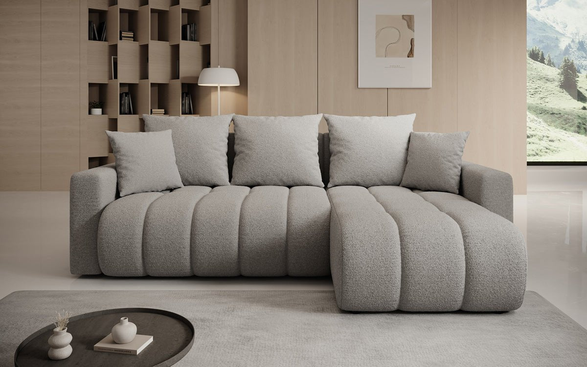 Designer Sofa Giulio L mit Schlaf- und Klappfunktion in Bouclé