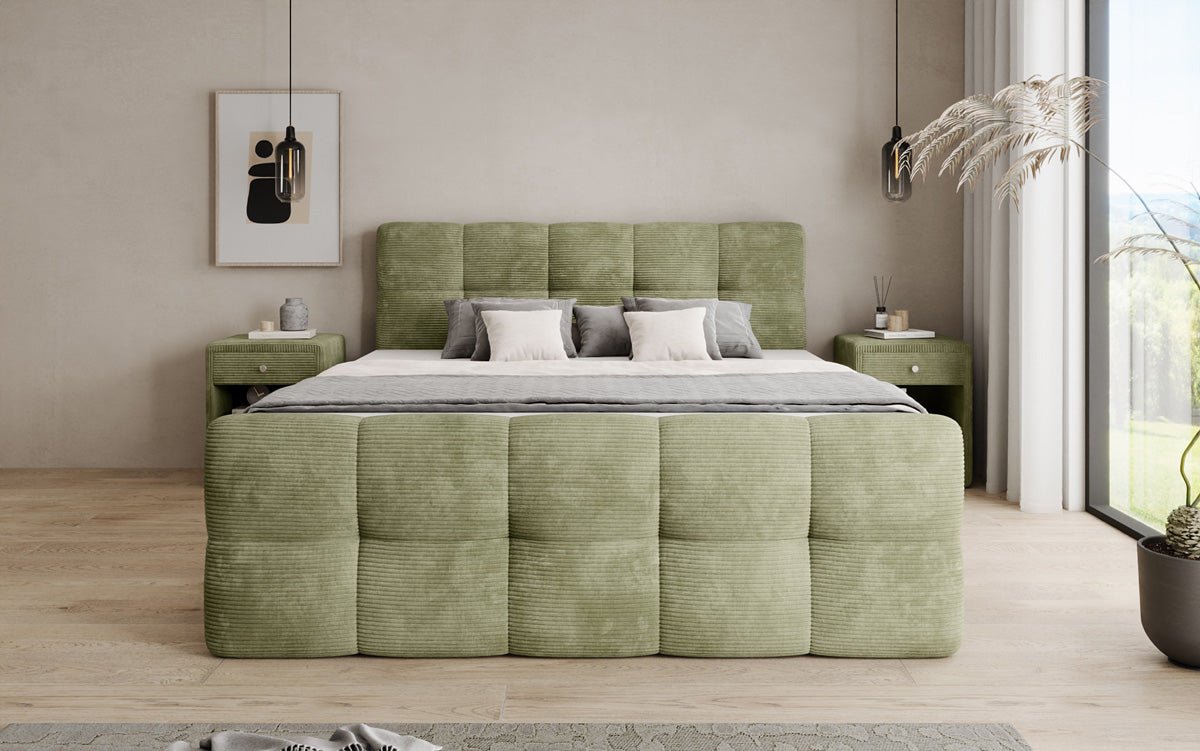 Boxspringbett Cozy in Cord mit Stauraum