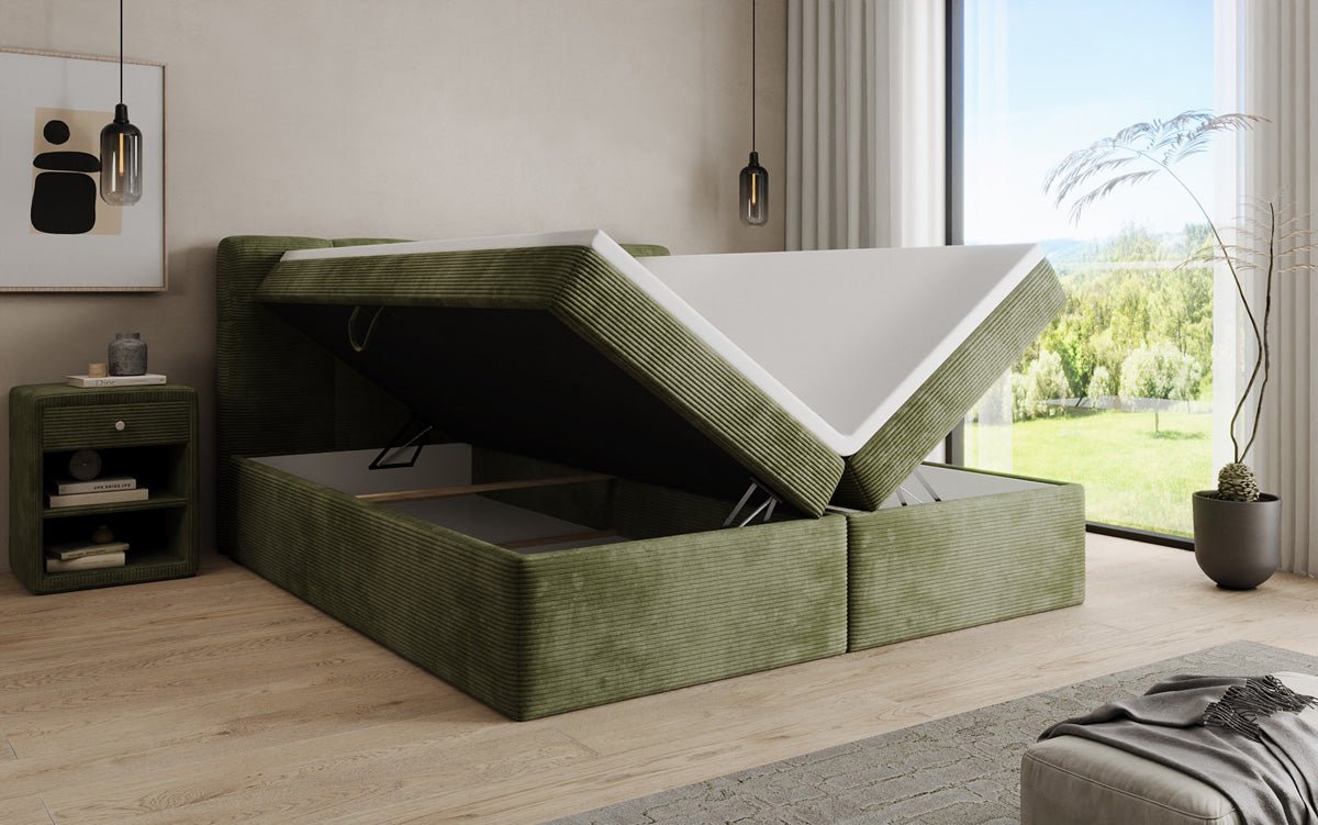 Boxspringbett Cozy II in Cord mit Stauraum