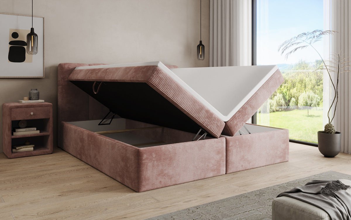 Boxspringbett Cozy II in Cord mit Stauraum